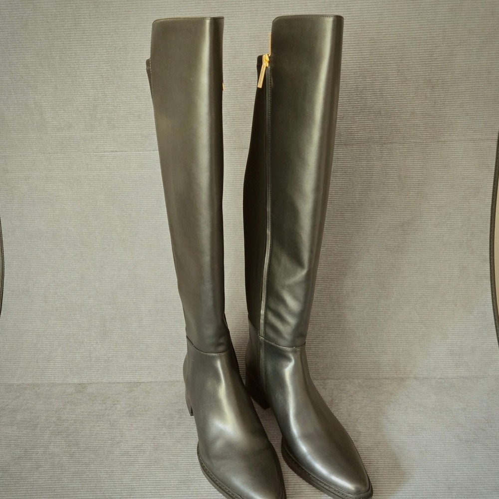 Michael Kors Lex Boot Womens 10 Black Excellent Faux Leather Over The Knee